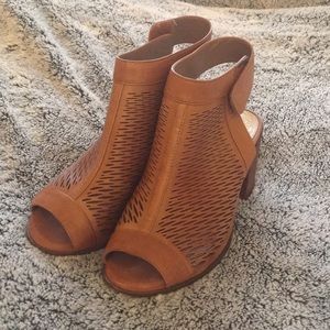 Vince camuto leather open toe booties.